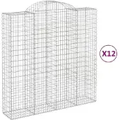 vidaXL Gabionen mit Hochbogen 12Stk. 200x50x200/220cm Verzinktes Eisen