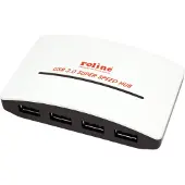 Roline USB 3.2 Gen 1 Hub "Black and White", 4 Ports, mit Netzteil