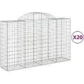 vidaXL Gabionen mit Hochbogen 20Stk. 200x50x120/140cm Verzinktes Eisen