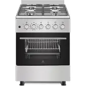 Gasline Gas-Elektro Standherd SHGE6060FGIX Elektrobackofen mit Gaskochfeld 60 cm Edelstahl Umluft, Grill mit Drehspieß