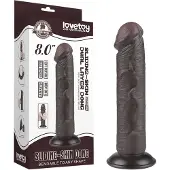 Lovetoy Sliding-Skin - Saugnapf Doppelschicht-Dildo - 20cm (braun)