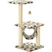 vidaXL "WINTER SALE" Katzen-Kratzbaum Sisal 65 cm Beige Pfoten-Aufdruck - Kratzbäume NEU4591140