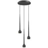 Grau Falling Sun Chandelier Three LED-Pendelleuchte-Schwarz-ohne App/Casambi