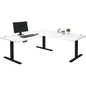 Mendler Eck-Schreibtisch MCW-D40, Bürotisch Computertisch elektrisch höhenverstellbar 178x178cm 84kg MVG weiß, schwarz