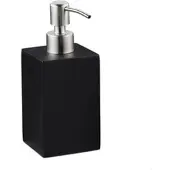 Relaxdays 2x Edelstahl-Seifenspender eckig schwarz Schwarz,Silber