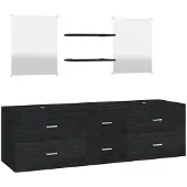 vidaXL 5-tlg. Badmöbel-Set Schwarz Holzwerkstoff