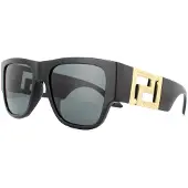 Versace Rechteckige Herren-Sonnenbrille in Schwarz und Dunkelgrau
