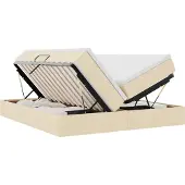 Syfax Aufbewahrungsbett mit Matratze Creme 200 x 200 cm Polyester