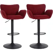 Mendler 2er-Set Barhocker MCW-M67, Drehstuhl Barstuhl, Armlehne Fußablage drehbar Stoff Eisen MVG bordeaux Fuß schwarz