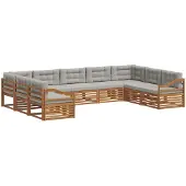 vidaXL Outdoor-Sofagarnitur mit Kissen 9 pcs Natürlich und Hellgrau