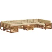 vidaXL Sofagarnituren 11 stk. Natur und Beige Massivholz Akazie