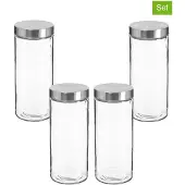 Wellhome - Set mit 4 Gläsern aus Glas + Edelstahl, 2 l