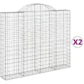vidaXL Gabionen mit Hochbogen 2 Stk. 200x30x160/180cm Verzinktes Eisen