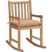 Syfax Schaukelstuhl mit Beige Kissen Massivholz Teak