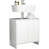 VCM Holz Waschbeckenunterschrank | Badschrank | Maße: H. 60 x B. 58 x T. 33 cm | 2 große Drehtüren ohne Griffe - Malira