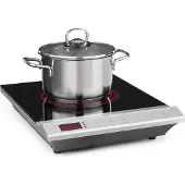Klarstein MisterCook Kochplatte Infrarot-Kochfeld, Leistungs- und Temperaturstufen, Timer, Touchbedinung, Überhitzungs- und Überspannungsschutz, 1 Kochzone, 2000 Watt, silber