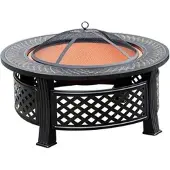 Hi Runde Feuerstelle für den Garten und die Terrasse mit Funkenschutzgitterdeckel