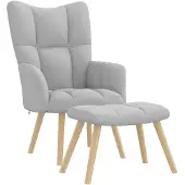 vidaXL Relaxsessel mit Fußhocker Wolkengrauer Stoff