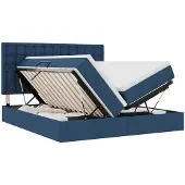 vidaXL Aufbewahrungsbett mit Kopfteil Blau 200 x 200 cm Stoff