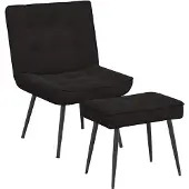 vidaXL Relaxsessel mit Hocker Schwarz Samt