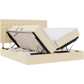 vidaXL Aufbewahrungsbett mit Kopfteil Creme 180 x 200 cm Stoff