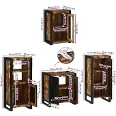 vidaXL Badezimmermöbel-Set mit Regal 4 pcs Mehrfarbig Massives Altholz