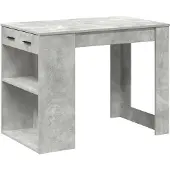 vidaXL Schreibtisch mit Schubladen und Ablage Betongrau 102x62x77,5 cm