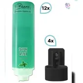 Blanc HYGIENIC SET: Professionelles Shampoo-Duschgel-Set – 12x425 ml – verschied. Düfte – Wandhalterung in Weiß, Schwarz oder Chrom optional
