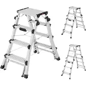 Hailo D100 TL Topline Teleskopleiter - ausziehbare, klappbare Aluminium-Leiter - Höhe verstellbar bis 1,31 m - 2 x 4, 5 oder 6 Stufen nutzbar - Gewicht: 8,9 kg