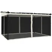 vidaXL Pavillon mit Netzwänden Creme 4x3 m Stahl