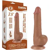 Lovetoy Sliding-Skin - Doppelschicht-Dildo mit Hoden - 19,5cm (natur)