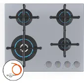 Klarstein Illuminosa 4 Gaskochfeld - 4 Sabaf-Brenner, 4 kW Wokbrenner, Elektrische Zündung, Für Flüssig- & Erdgas, Rostfreier Stahl, Effizient & Umweltfreundlich, Idealer Gasherd