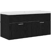 vidaXL Badezimmerschrank Schwarz Eichen-Optik 100 x 38,5 x 46 cm