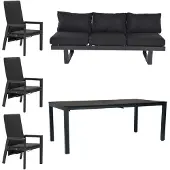 CLEMENTO STERN Gartenmöbel-Set 5tlg. CLASSIC Tisch 200x100cm mit Sunbrella Bank & Stühle