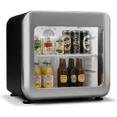 Klarstein Audrey Evo Getränkekühlschrank | Retro-Design | Glastür | 45 L | EEK C Silber