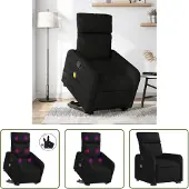 The Living Store Massagesessel mit Aufstehhilfe Schwarz Stoff