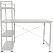 Vdd Schreibtisch Computertisch Tough - 3 Lagerregale - industrielles modernes Weiß - Metallholz