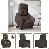 The Living Store Massagesessel mit Aufstehhilfe Dunkelbraun Stoff