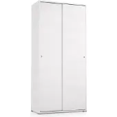 Dmora Kleiderschrank Dalia, Kleiderschrank mit 2 Schiebetüren und 4 Einlegeböden, Moderne Mehrzweck - Schlafzimmermöbel, 100% Italy, 90x45h195 cm, Weiß