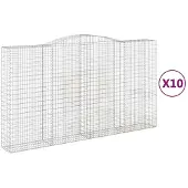 vidaXL Gabionen mit Hochbogen 10Stk. 400x50x220/240cm Verzinktes Eisen