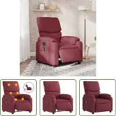 The Living Store Massagesessel Elektrisch Weinrot Stoff