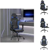 vidaXL Gaming-Stuhl mit Massage & Fußstütze Schwarz & Blau Kunstleder - Gaming-Sessel