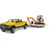 BRUDER RAM Power Wagon Arbeitsauto mit Anhänger & Bagger
