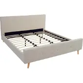 Mendler Polsterbett MCW-J98, Bett Doppelbett Bettgestell mit Lattenrost, Massivholz 180x200cm creme-beige