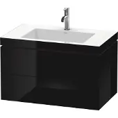 Duravit Waschtischunterschrank c-bonded L-Cube 80x48cm, 1 HL, sw hgl, 2 Schub., wandhängend