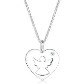 Elli Halskette - Halskette Herz Schutzengel Diamant (0.03 ct.) Silb - Gr. unisize - in Weiß - für Damen