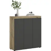 Ebuy24 Scarpa Sideboard 3 Türen Eiche Nachbildung, Anthrazit.