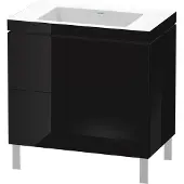 Duravit Waschtischunterschrank c-bonded L-Cube 80x48cm, o HL, sw hgl, 2 Ausz., steh.