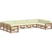 vidaXL Outdoor-Sofagarnitur 10 stk. Natur und Creme