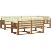 vidaXL Outdoor-Sofagarnitur 8 stk. Natur und Creme